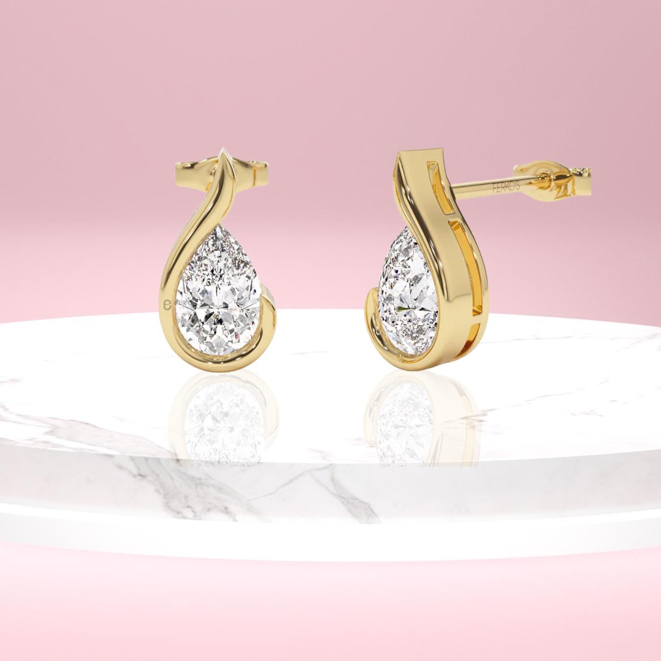 1.50 CT Unique Lab Grown Diamond Studs Pear Shape Earrings