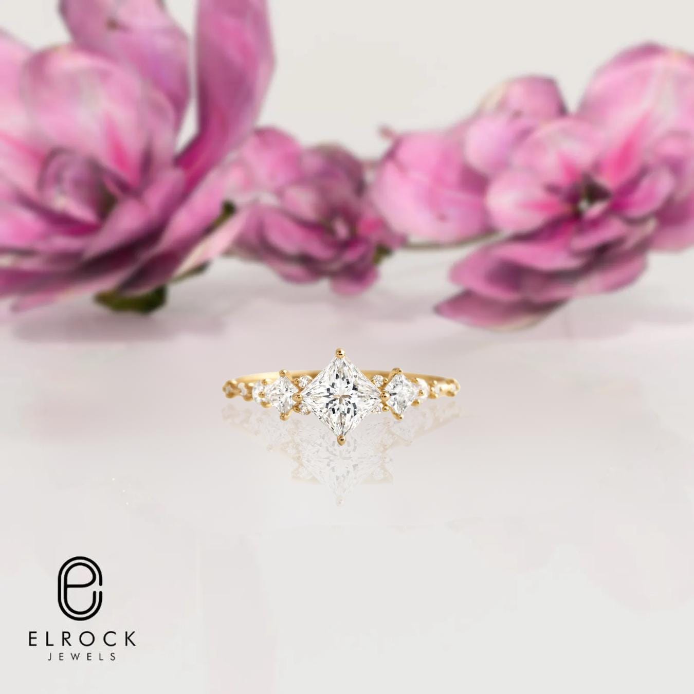 14K Gold Stylish Princess Cut Lab Grown Diamond Ring