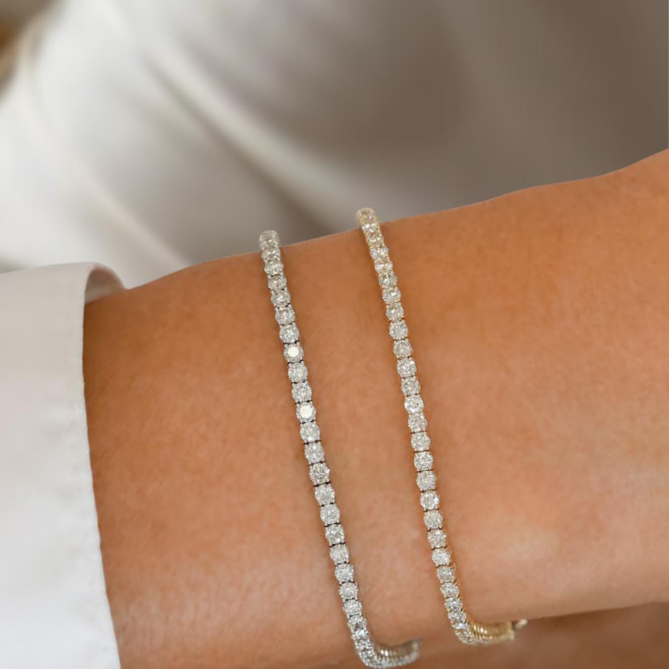 Tennis Bracelet Lab Grown Diamond 14K Gold Stackable Infinity Bracelet