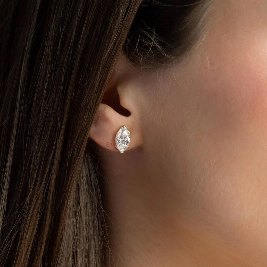 3 CTW Marquise cut Lab Grown Diamond Earrings in 14k Gold | Diamond & Gold Stud Earrings for women | gift for her | Everyday wear
