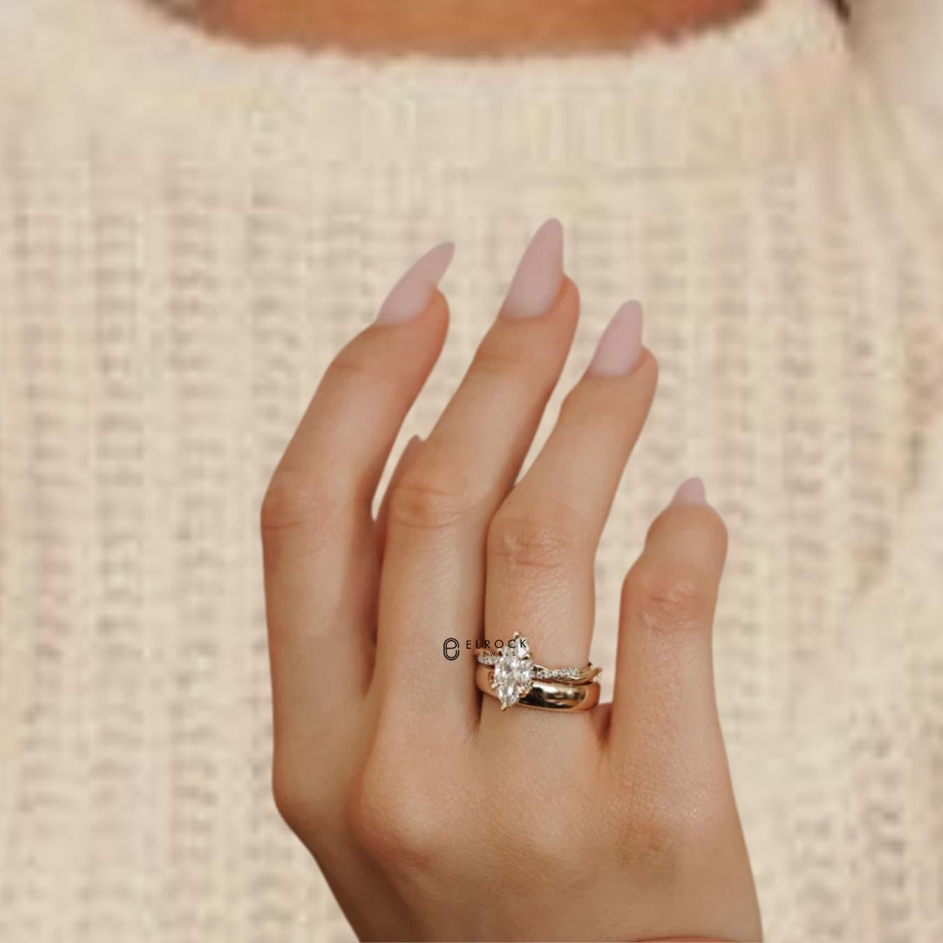 14K Gold Marquise Cut Halo Engagement Ring
