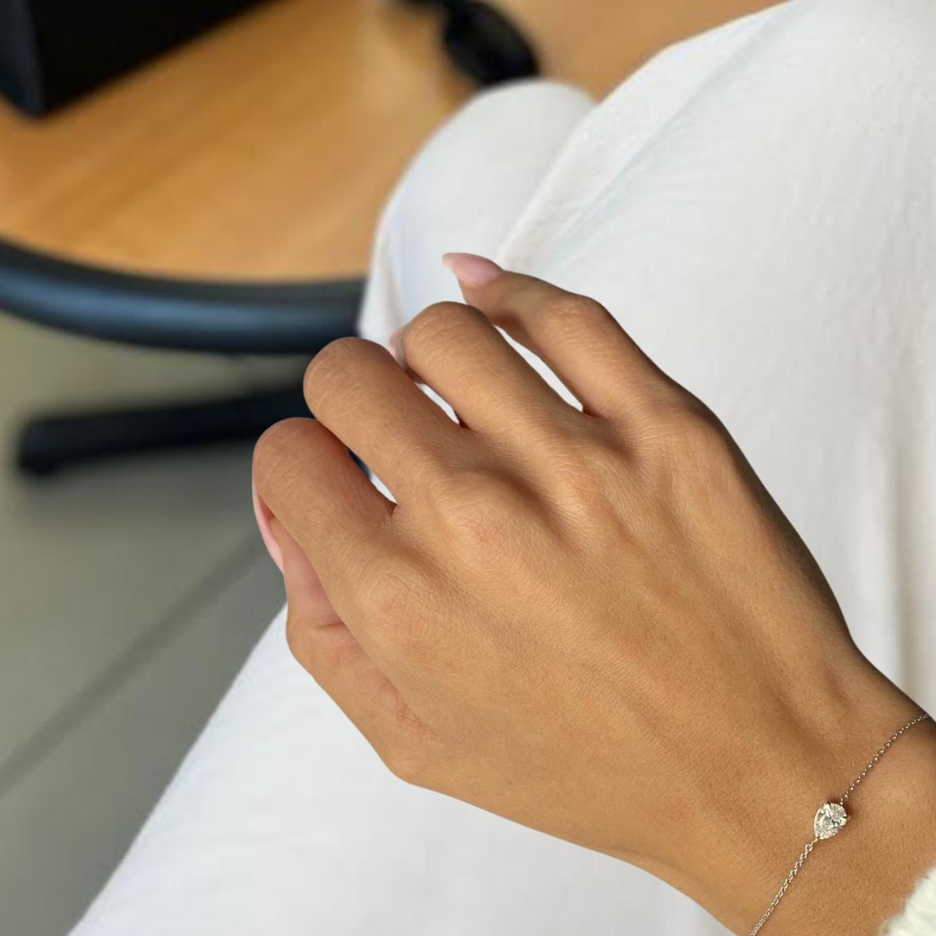 0.55 Carat Solitaire Pear Cut Lab Grown Diamond Bracelet, 14K Solid Gold