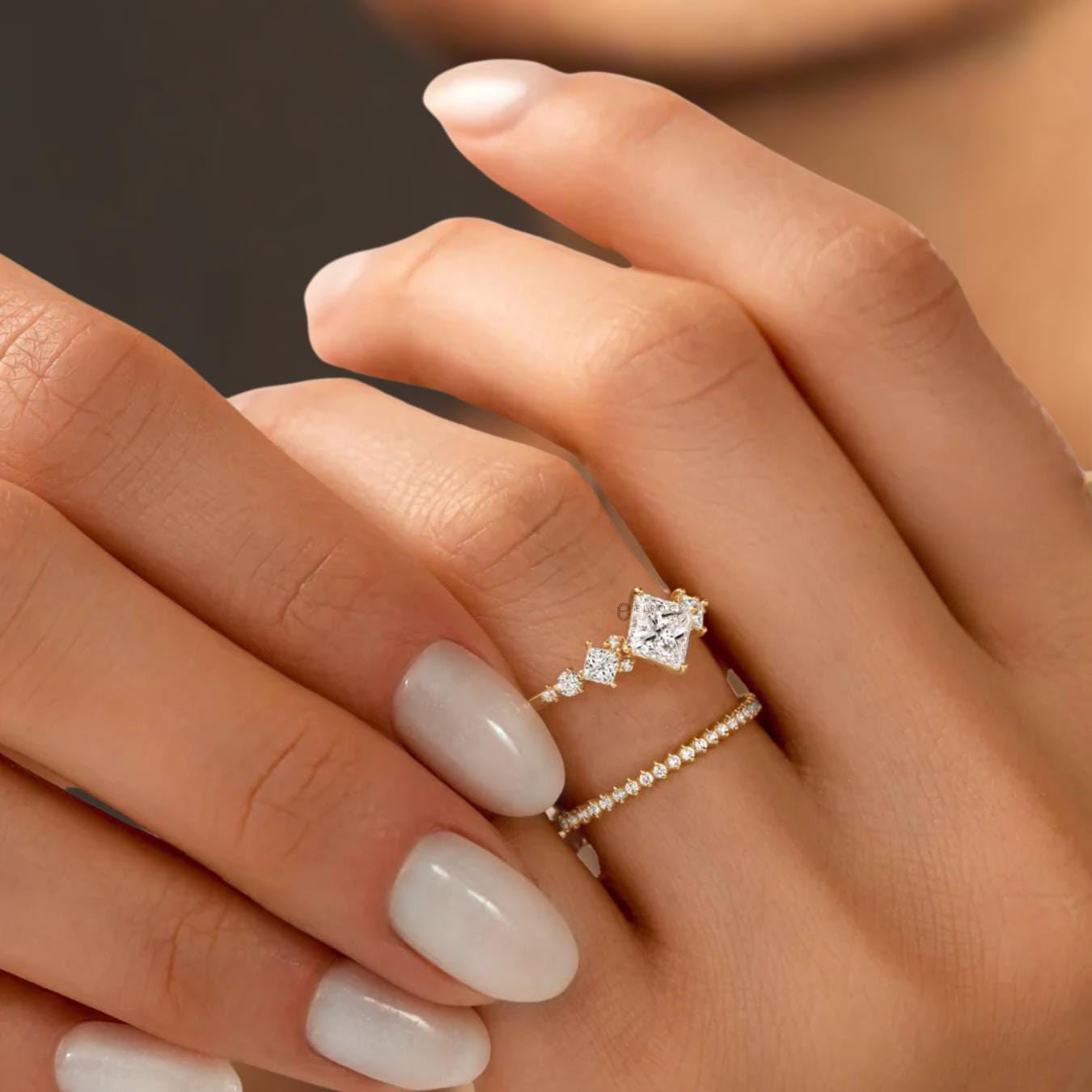 14K Gold Stylish Princess Cut Lab Grown Diamond Ring