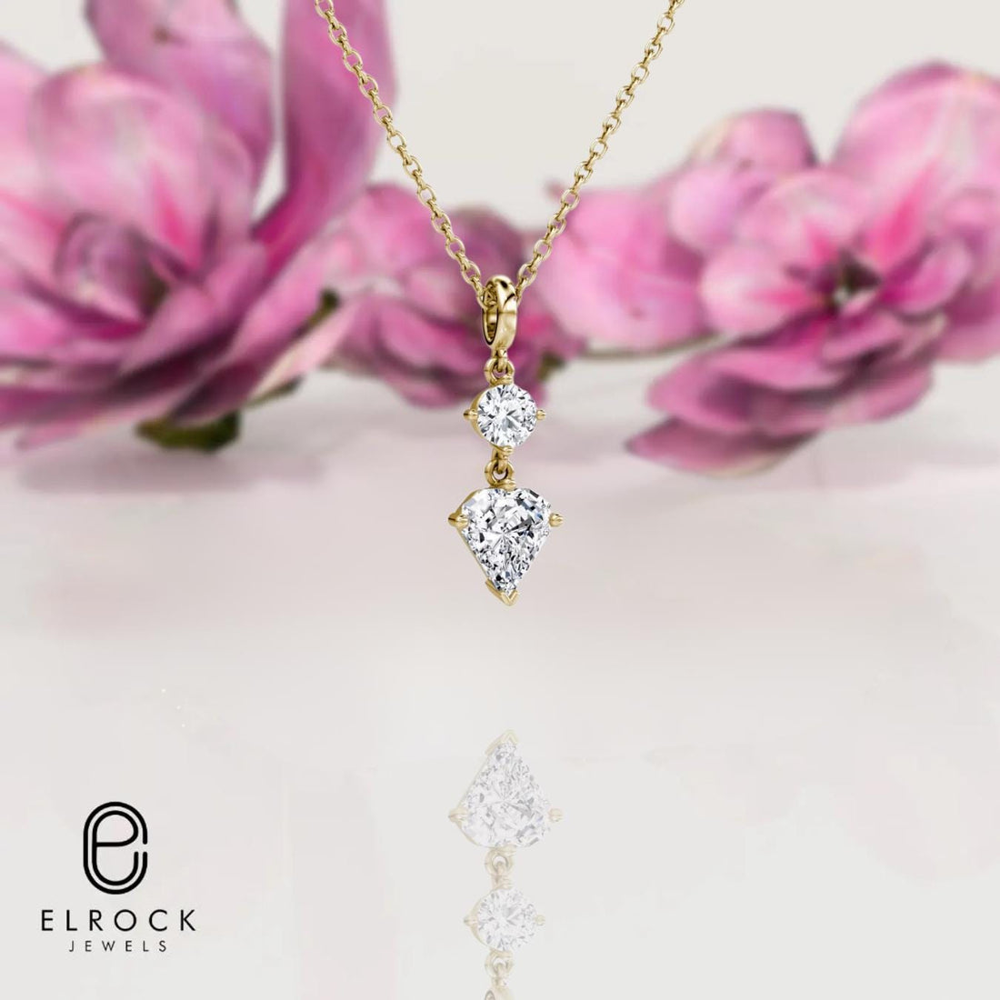 Lab Grown Diamond, Shield Drop Pendant Necklace, 14k solid Gold, F+ | VS+
