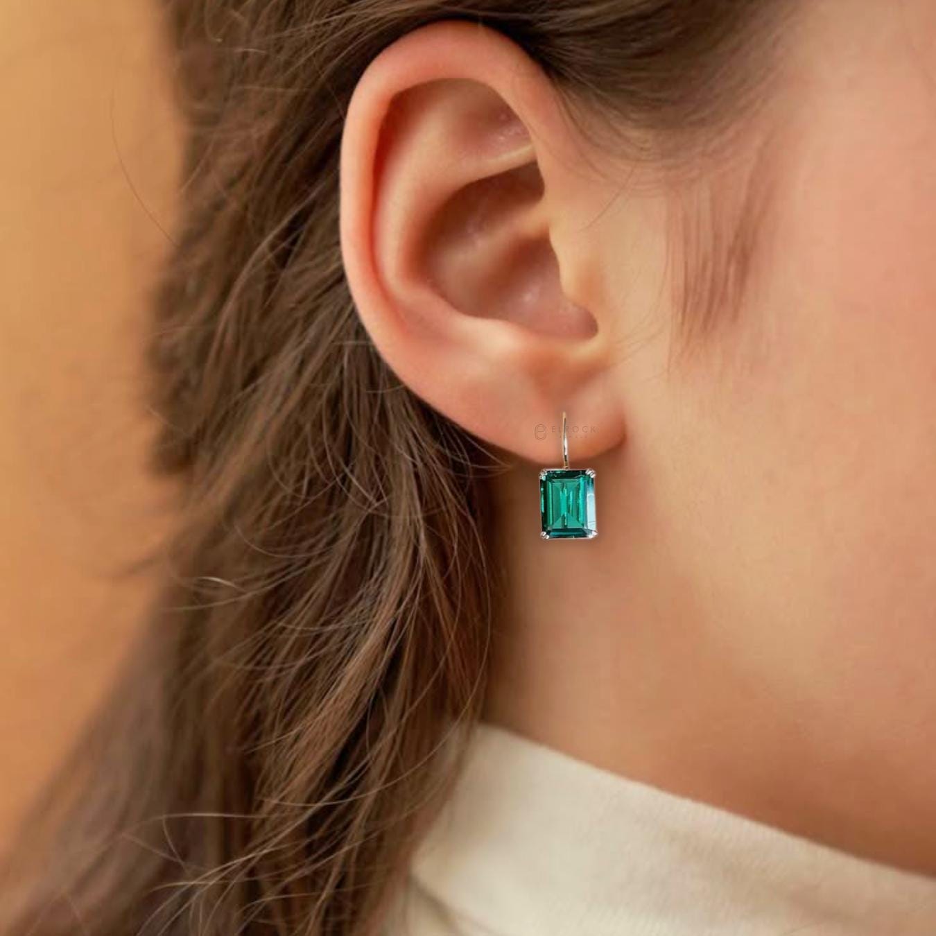 Emerald Earring Drop Earrings Minimalist Earrings