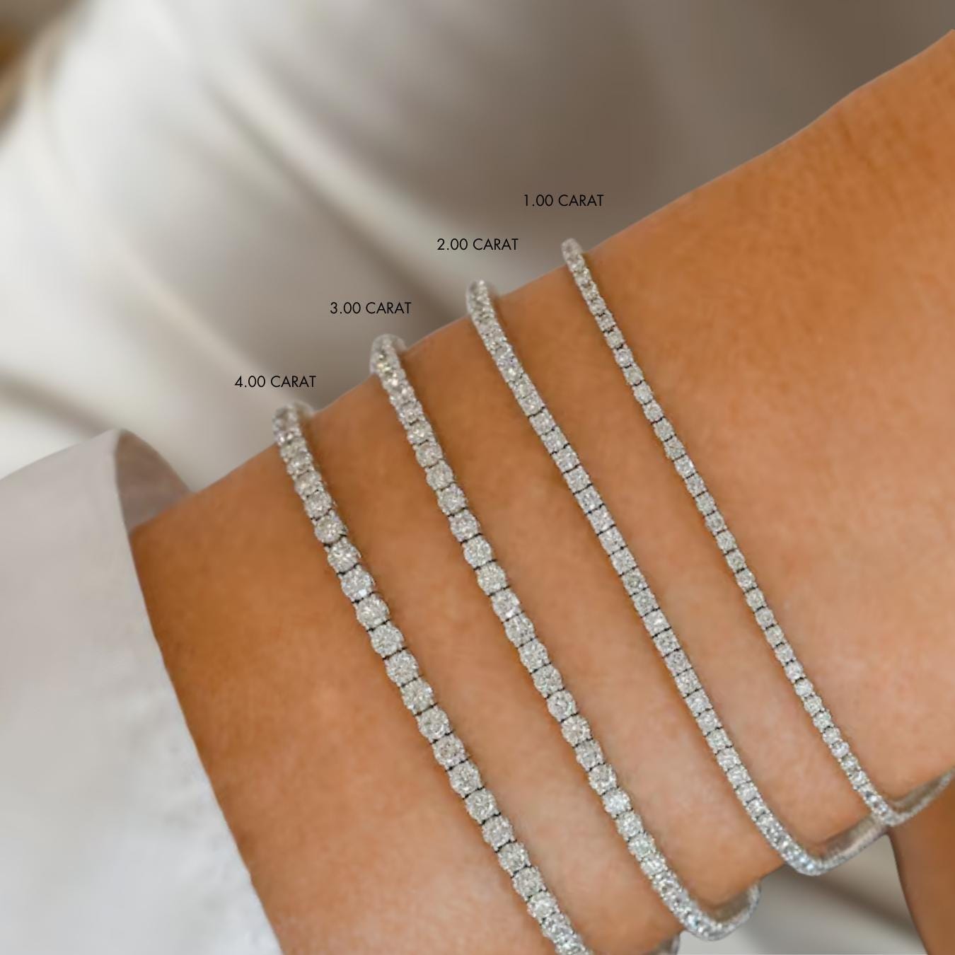 Tennis Bracelet Lab Grown Diamond 14K Gold Stackable Infinity Bracelet