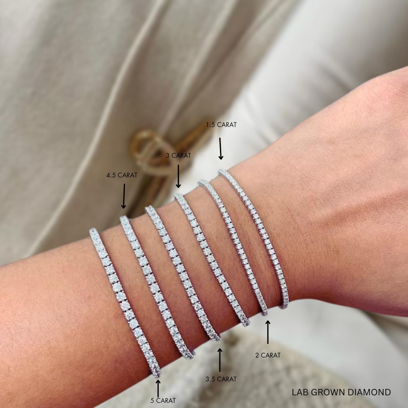 Tennis Bracelet Lab Grown Diamond 14K Gold Stackable Infinity Bracelet