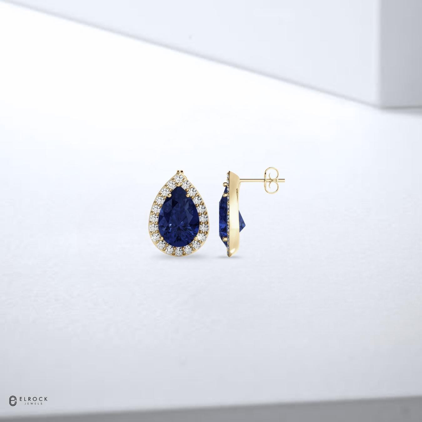 14K Gold Pear Sapphire Earrings