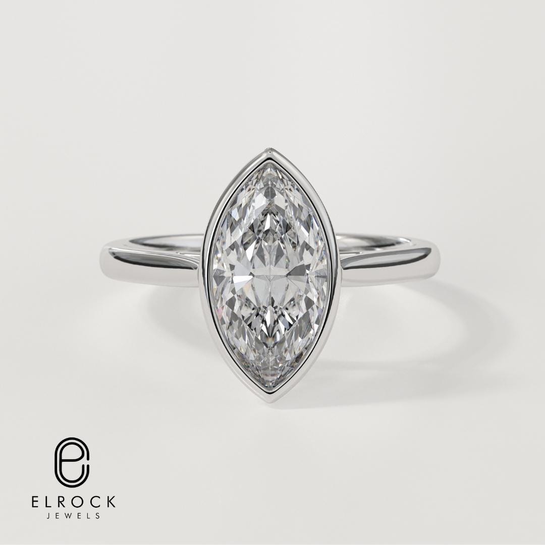 14K Gold 1.00 Carat Marquise Cut IGI Certified Solitaire Diamond Ring
