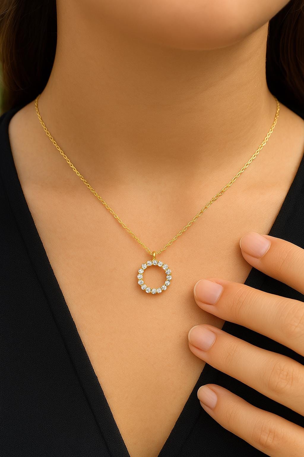 14k Gold 0.50 ctw Diamond Circle Necklace