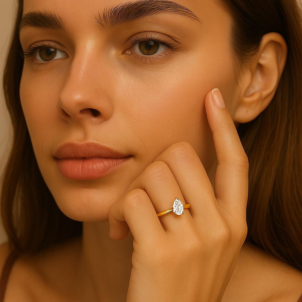 14K Gold Beautiful 3 CT Pear IGI Certified Lab Grown Diamond Solitaire Ring