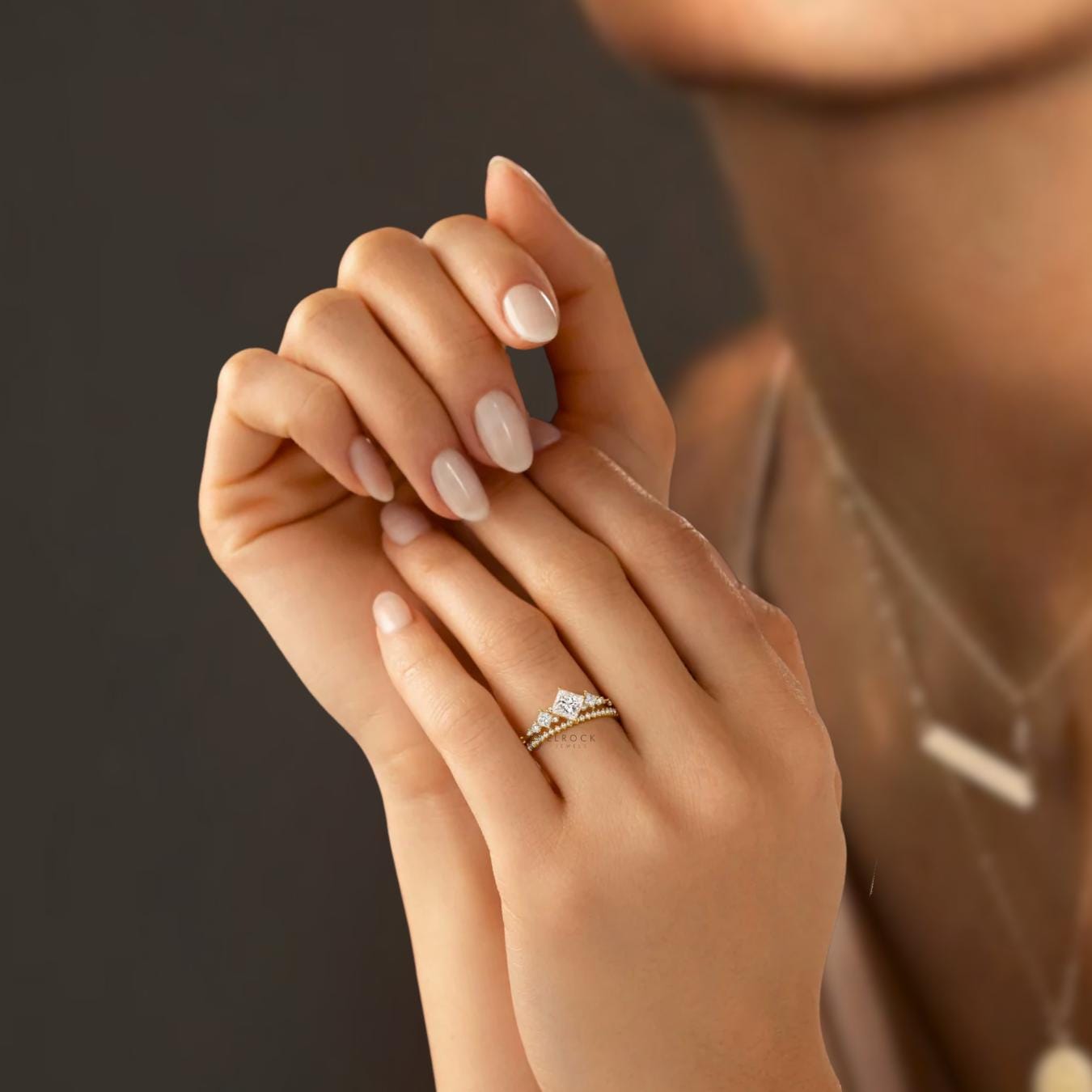 14K Gold Stylish Princess Cut Lab Grown Diamond Ring