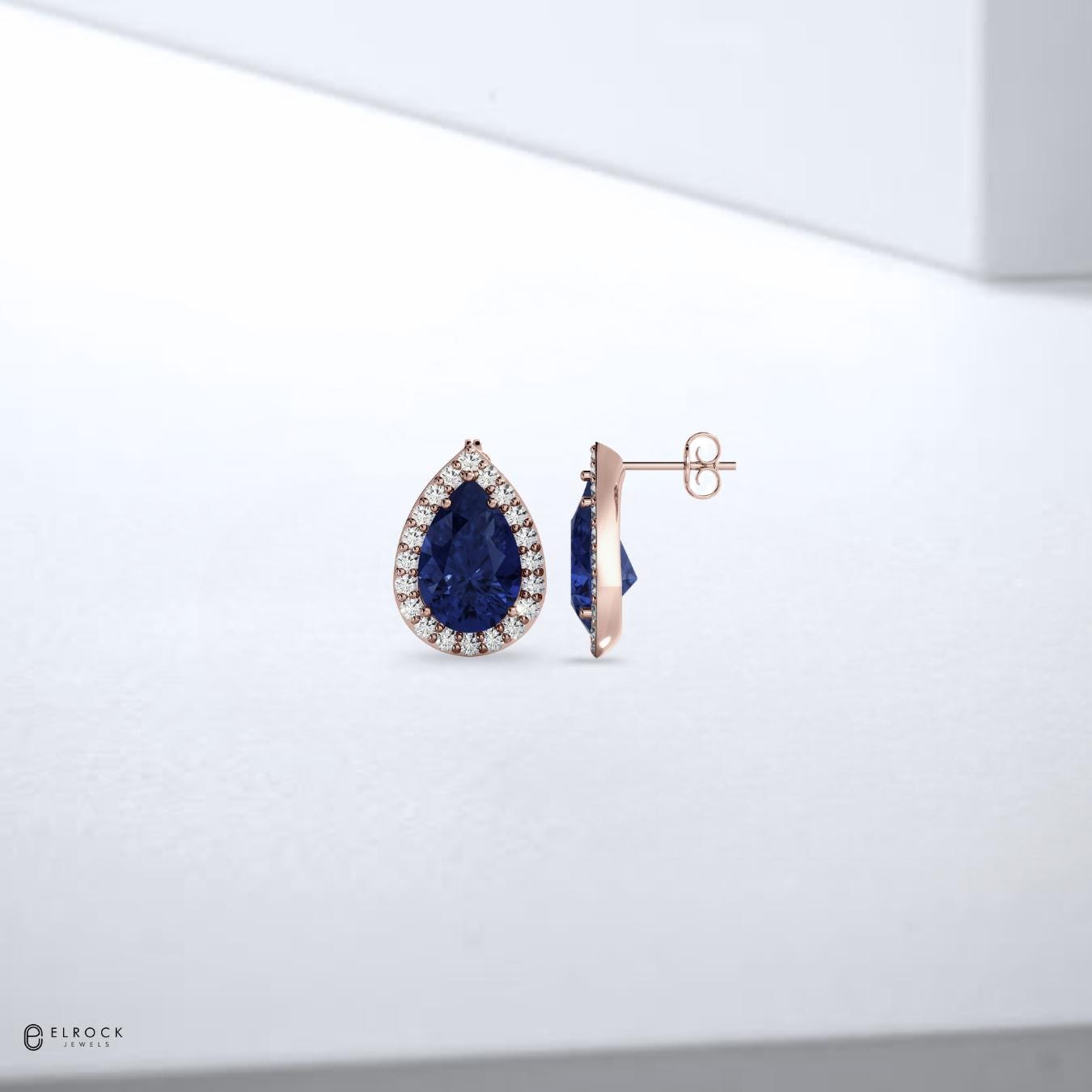 14K Gold Pear Sapphire Earrings