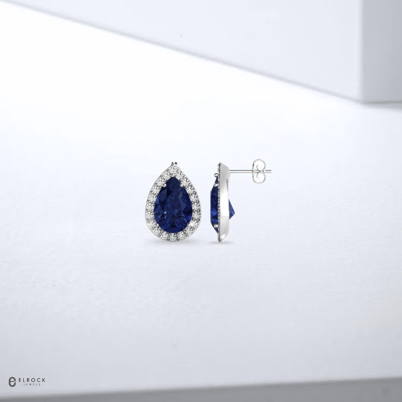 14K Gold Pear Sapphire Earrings