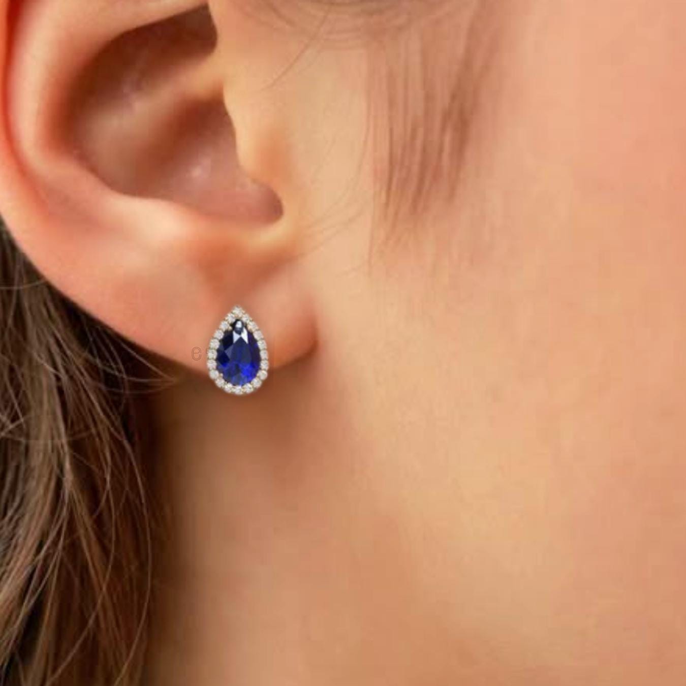 14K Gold Pear Sapphire Earrings