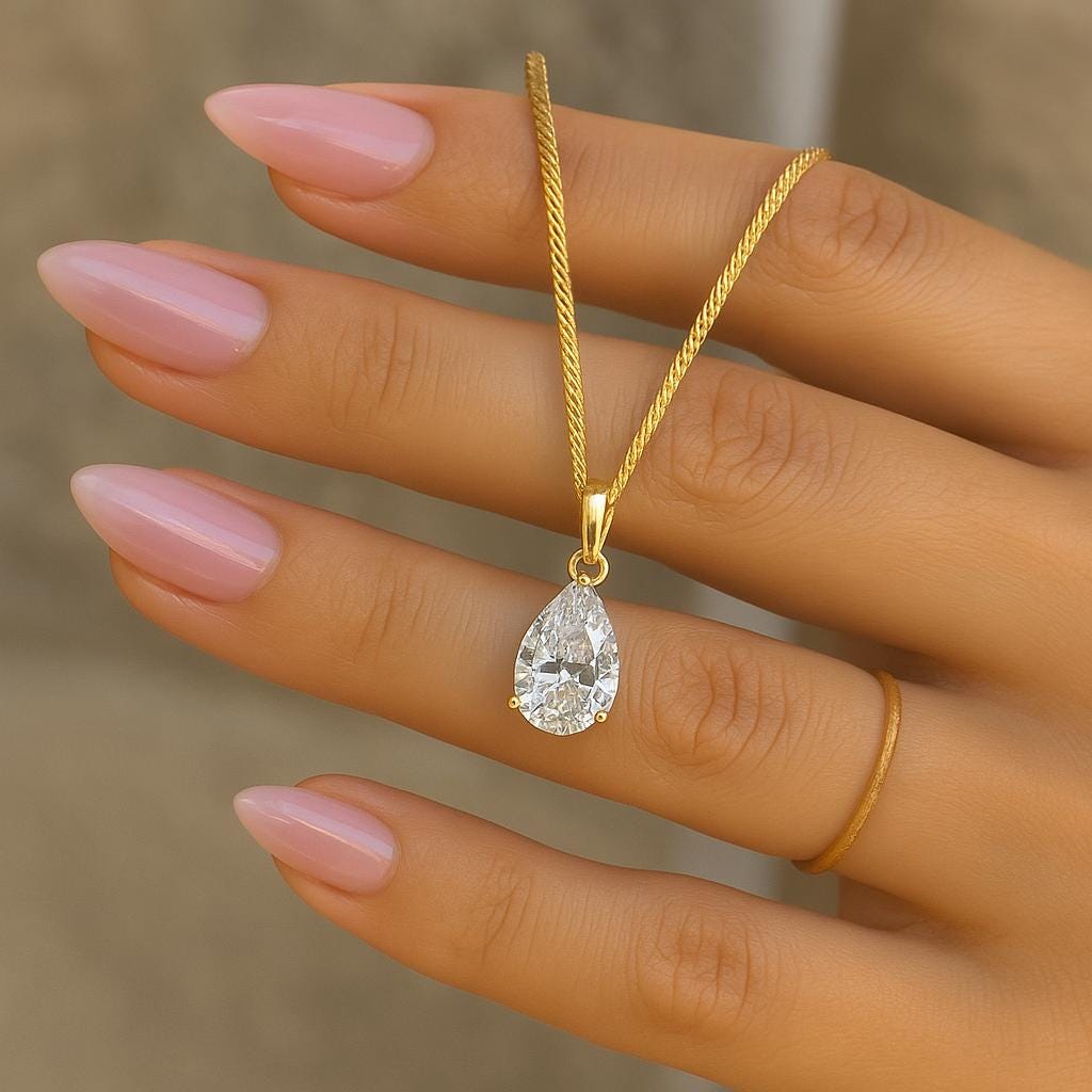 2.00 carat solitaire pendant Pear Cut Diamond Necklace Pear 14K Shaped diamond necklace lab-grown diamond.