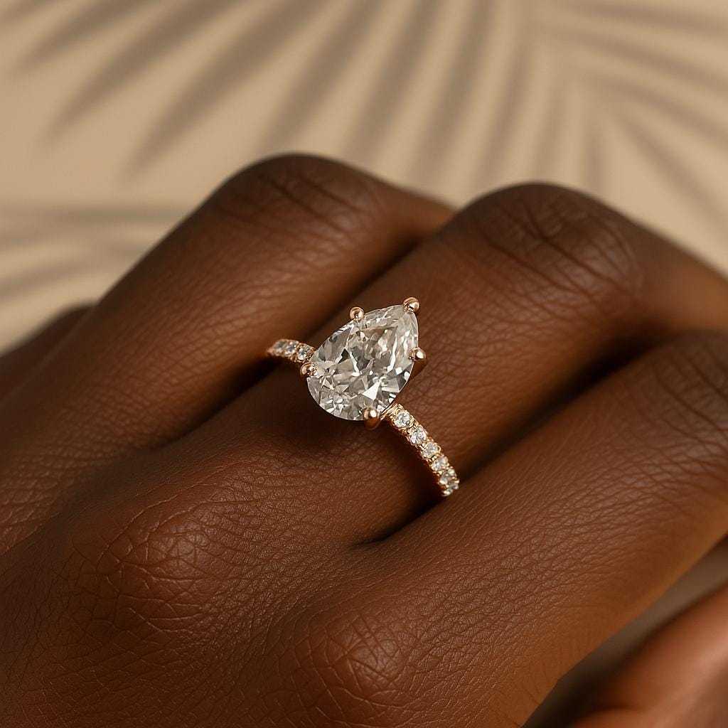 Pear Cut Diamond Halo Engagement Ring