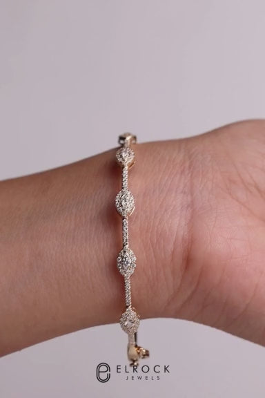 14k Round Diamond Bangle Bracelet 