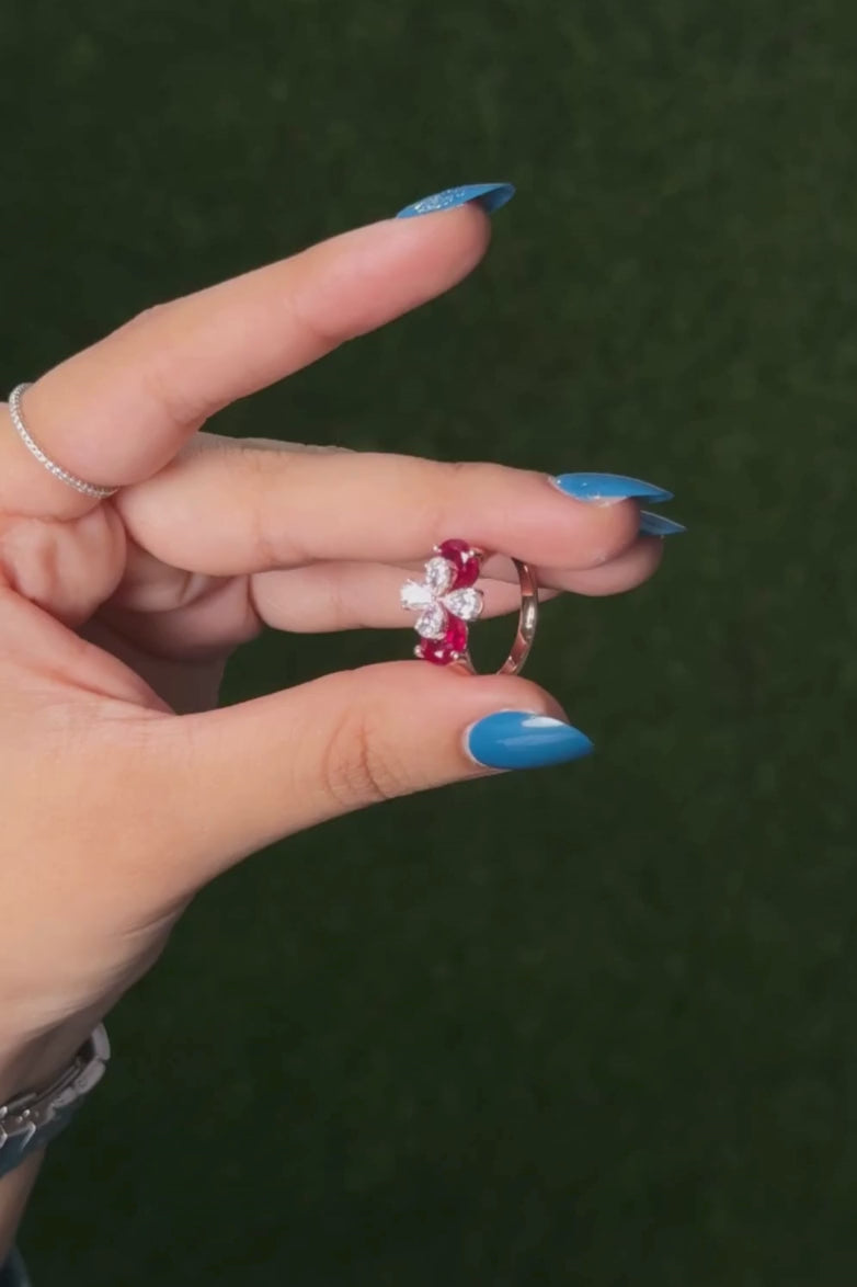 14k Solid Gold Floral Anniversary Ring