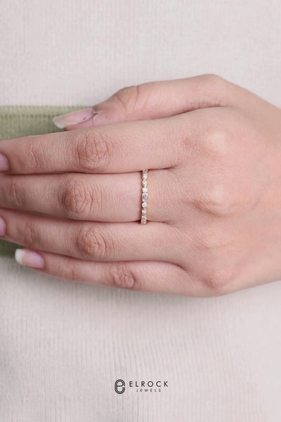 14K Gold Mix Shape Half Eternity Lab Grown Diamond Wedding Band
