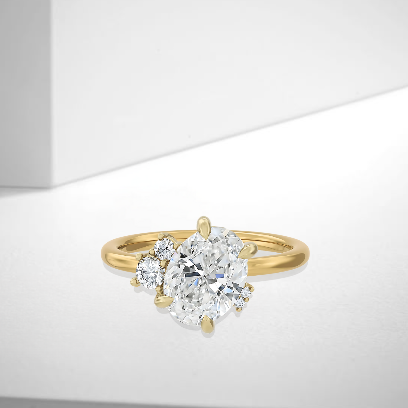 14K Solid Gold 2CT Oval Lab Grown Diamond Ring with Prong Eternity Ring