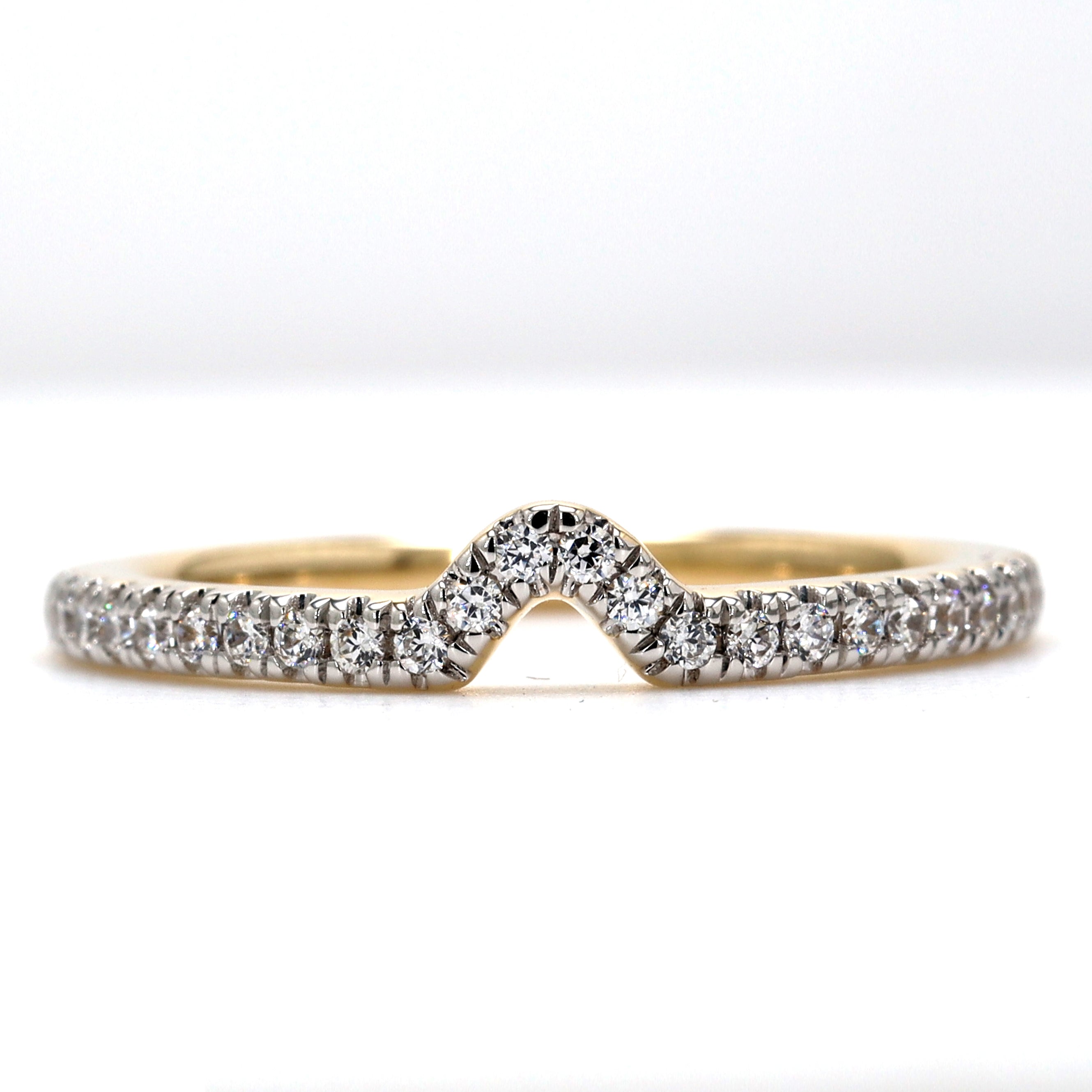 14K Round Lab Grown Diamond Curved Ring Sustainable Wedding Band for Women