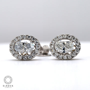 Oval Halo Lab-Grown Diamond Stud Earrings | A Timeless Statement