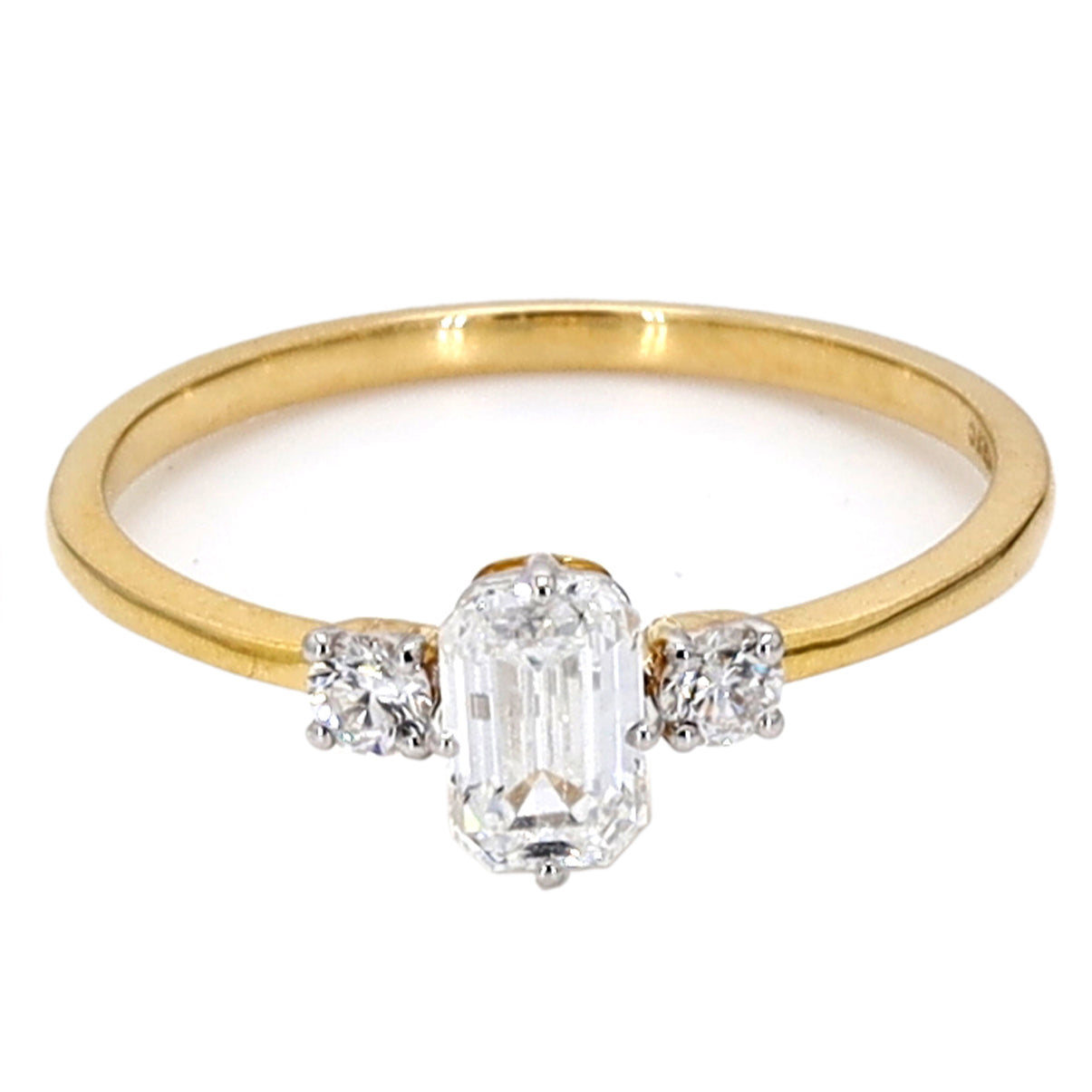 14K Gold Emerald Cut Diamond Engagement Ring