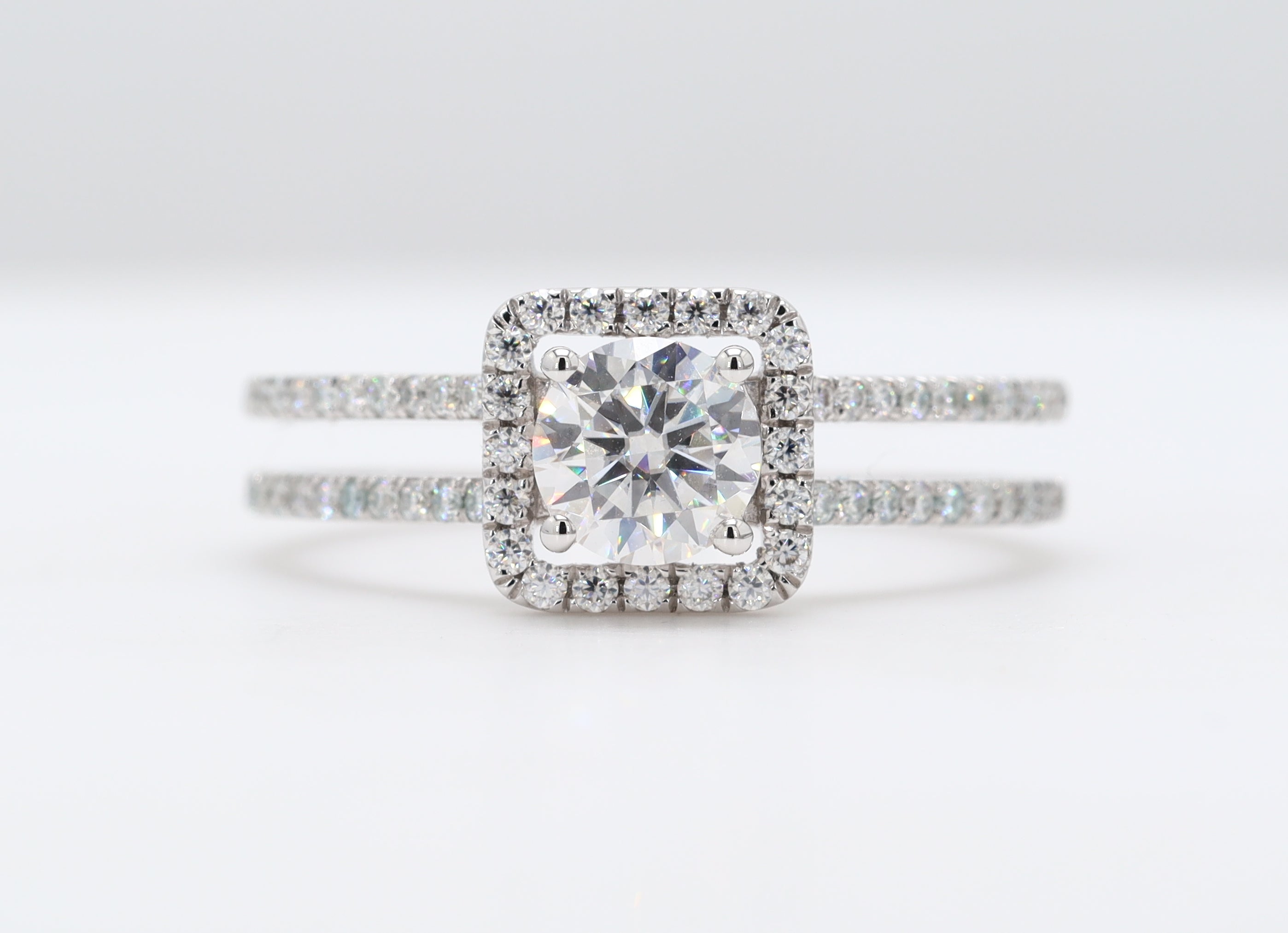 14K Gold Wedding Engagement Ring with Double Wedding Bands