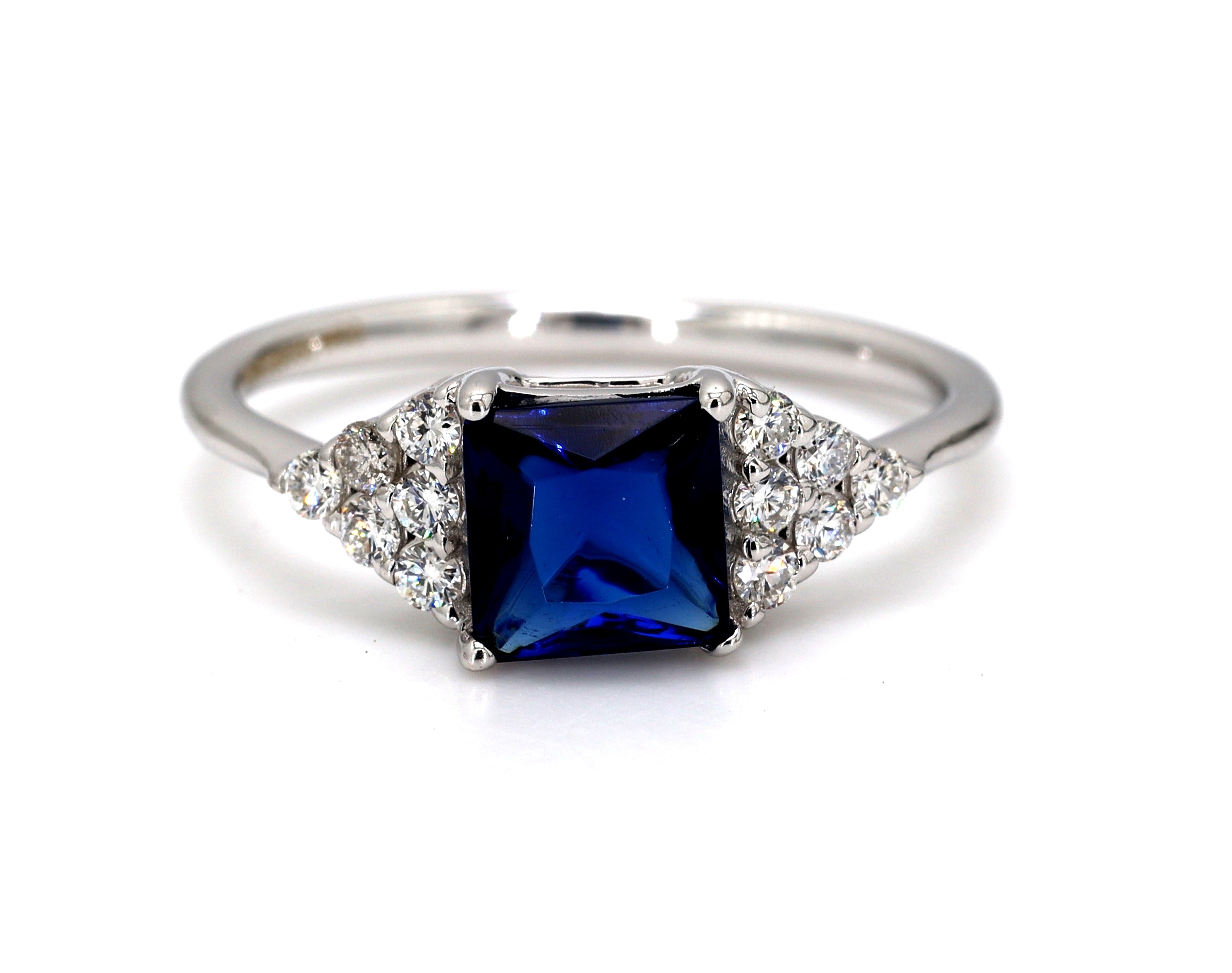 14K Vintage Sapphire Ring, Blue Gemstone Engagement Ring