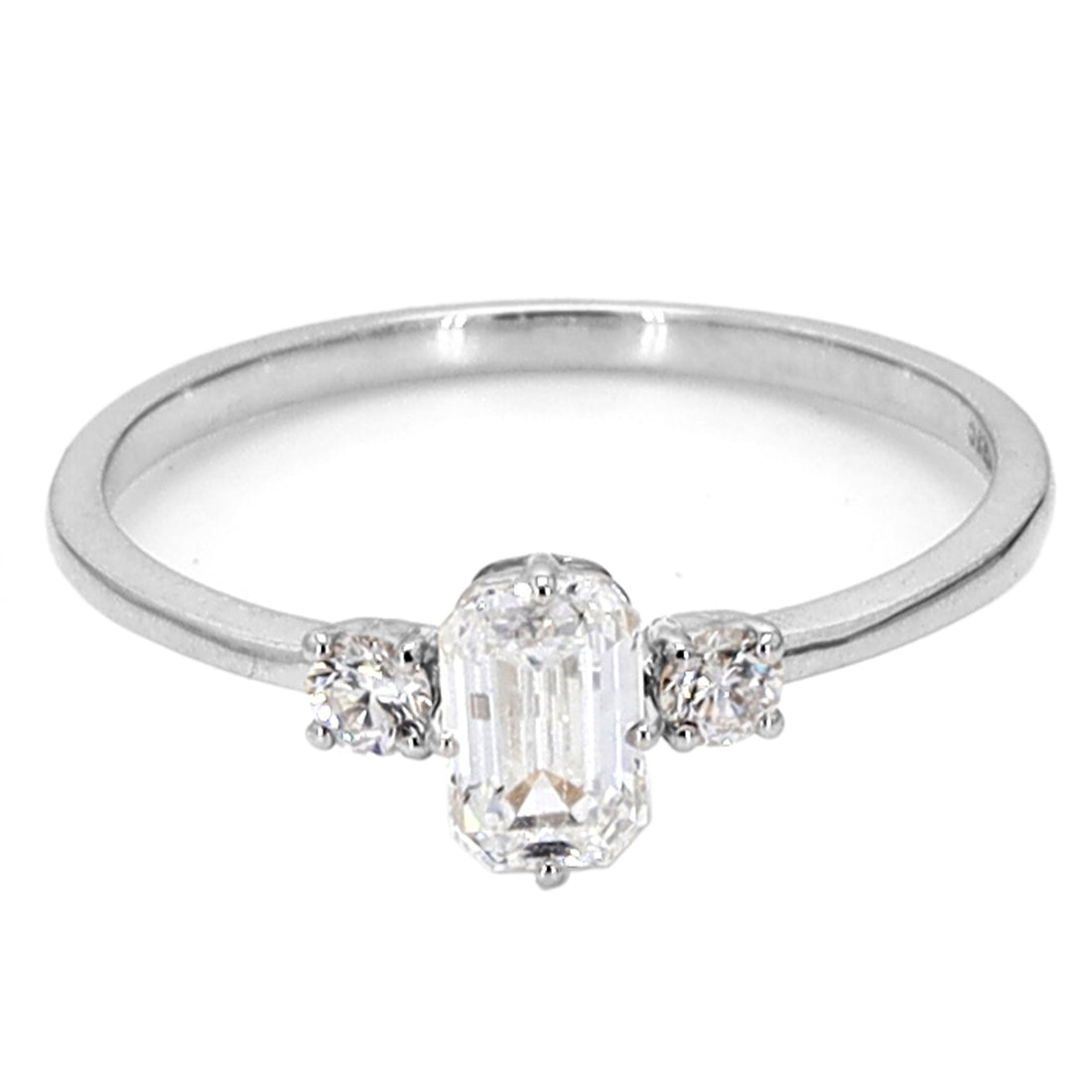 14K Gold Emerald Cut Diamond Engagement Ring, Simple Diamond Engagement Ring