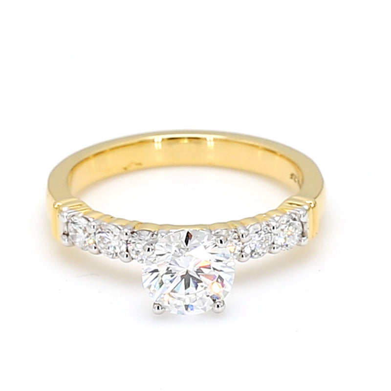 14K Gold Round Cut Lab Grown Diamond Engagement Ring Prong Set Ring